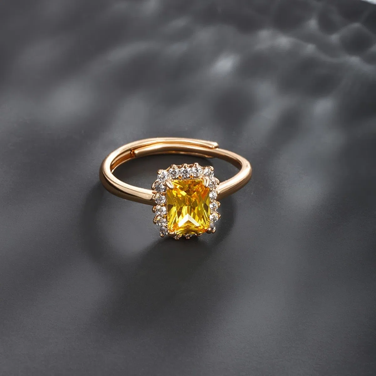 Anillo de compromiso de oro blanco de 9 K/14 K/18 K, anillo abierto, anillo de boda, anillo de boda Au 375/585/750, talla 47-65