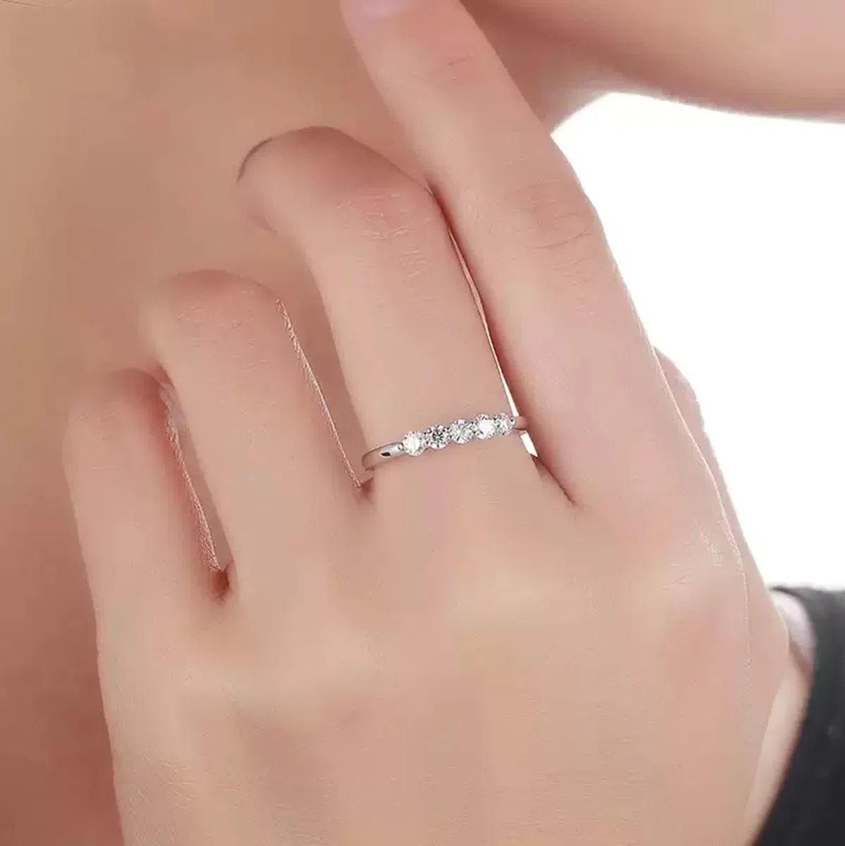 Anillo de Compromiso Oro Blanco Mujer 9 K / 14 K / 18 K, Redondo con Diamante de 0,3ct, Anillo Alianzas Plata Mujer