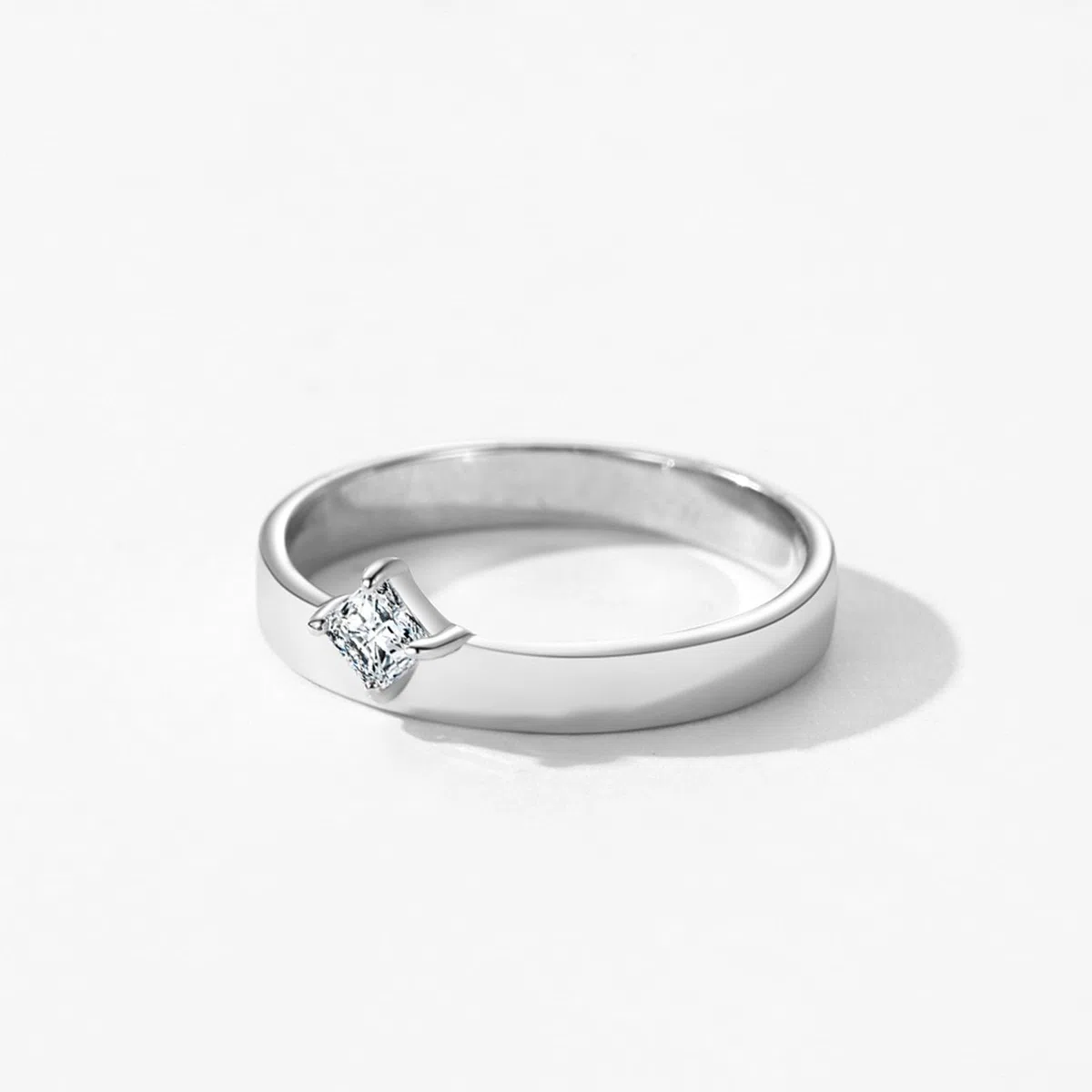 Anillo de compromiso de oro blanco de 9 quilates, para mujer, 3,5 mm, diamante de laboratorio, color blanco, 0,25 ct, sin piedras preciosas
