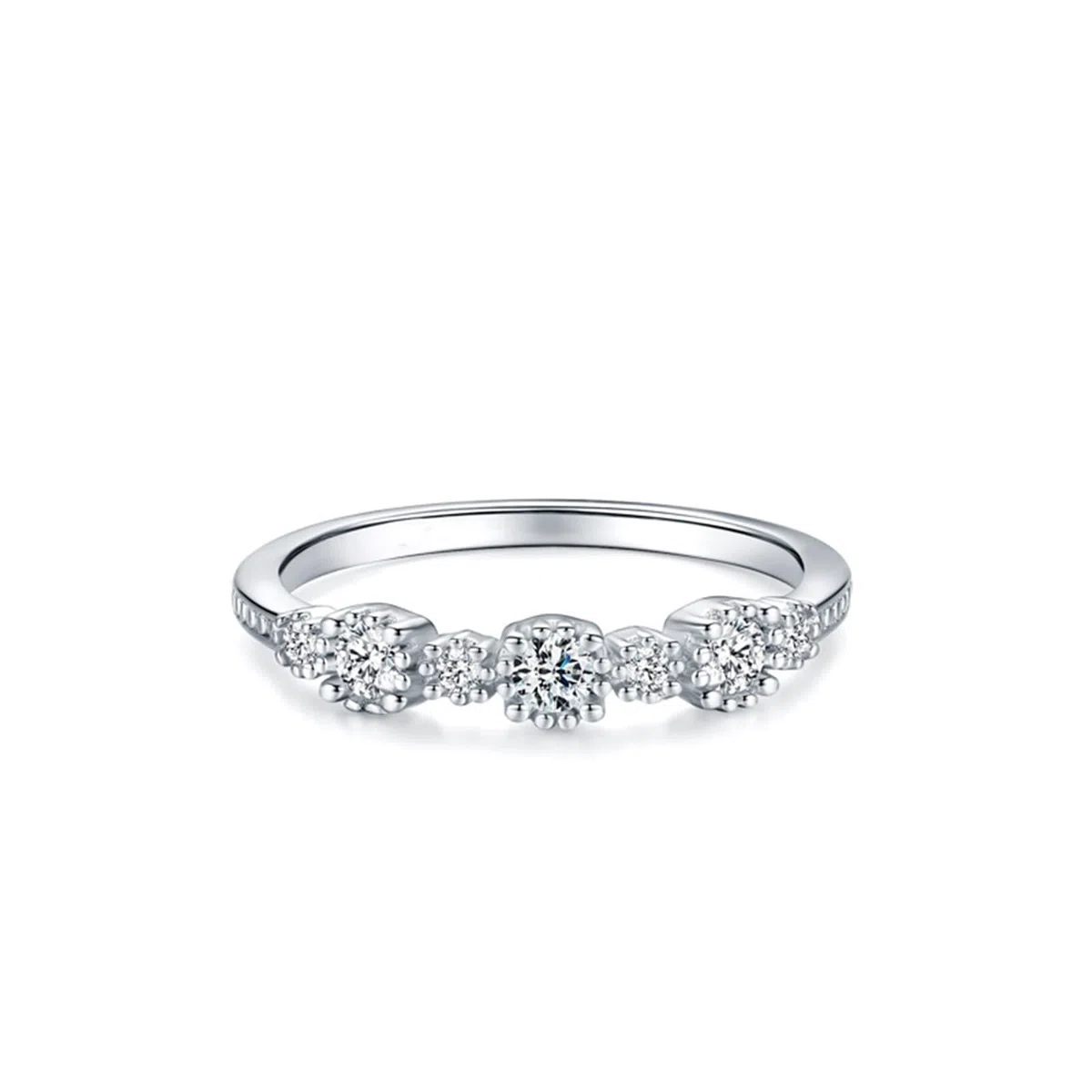 Delicado anillo para mujer, anillo de plata con corte redondo, diamante de laboratorio, platino 950, talla 54 (17,2)
