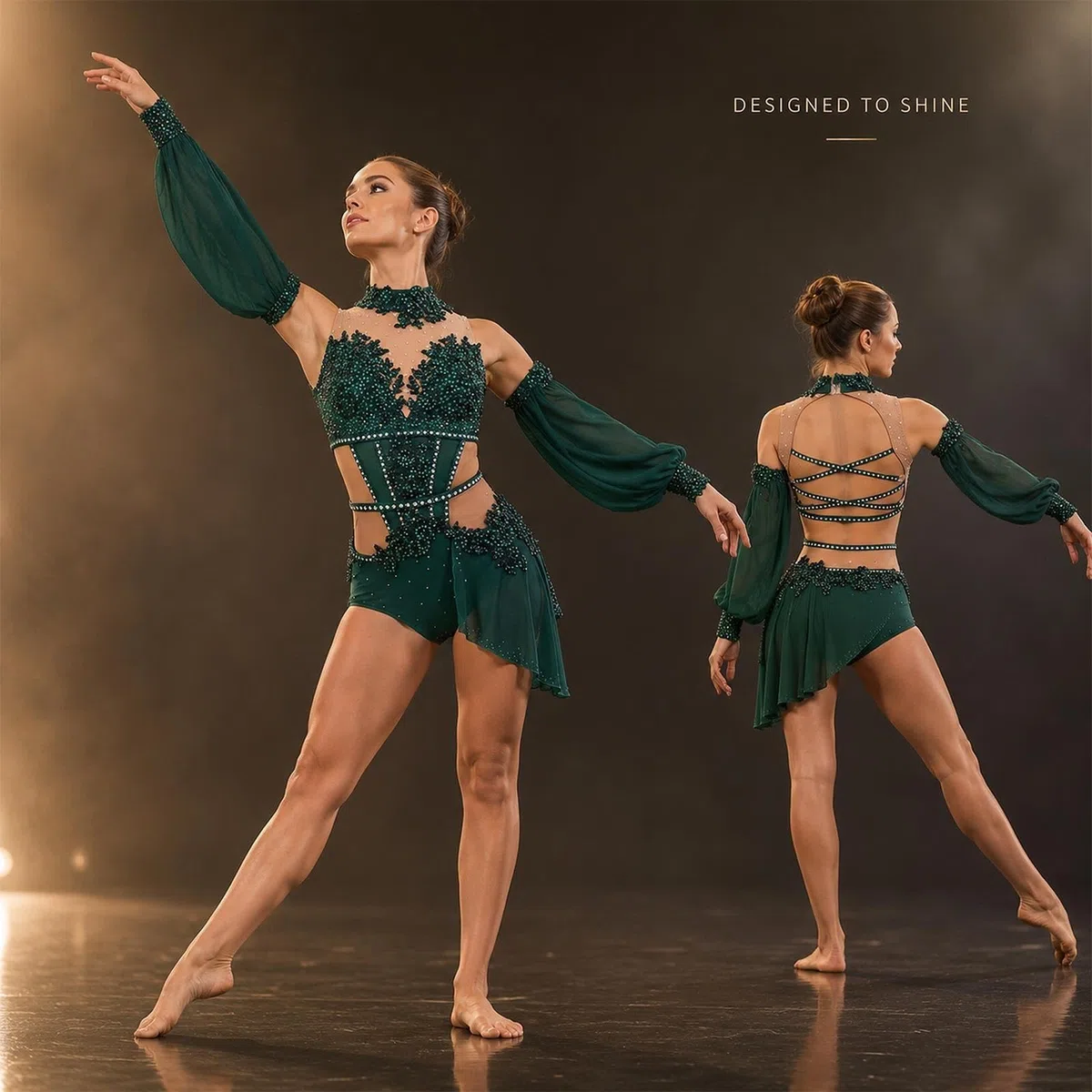 Vestido danza lírica mujer juvenil con strass tul y espalda abierta