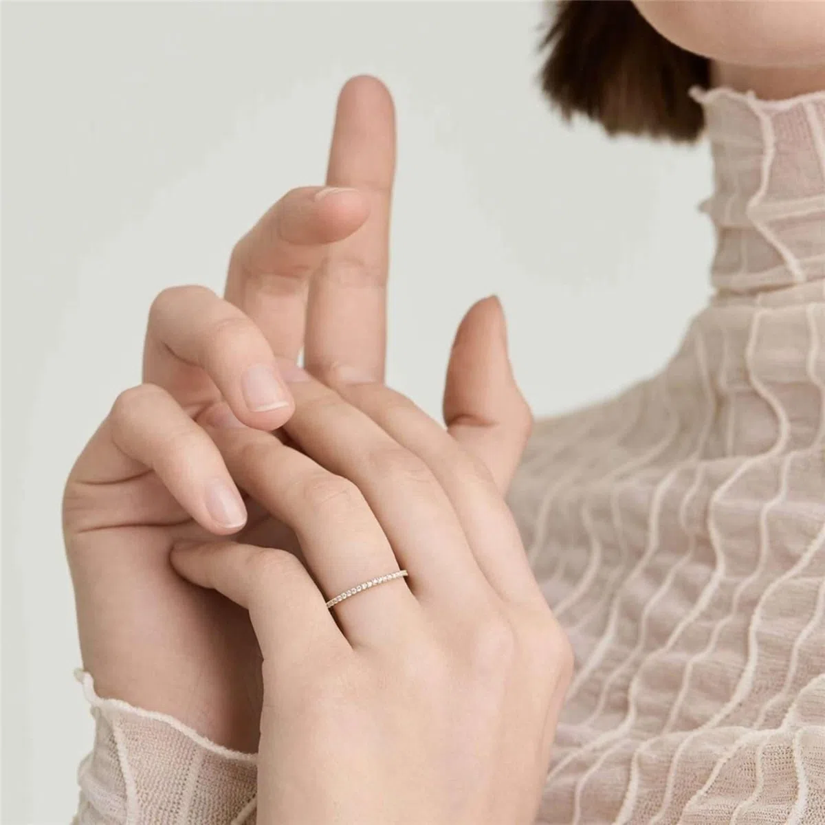 Beydodo Anillos de Boda Oro de 9 14 18 K para Mujer con Simple Redondo con Moissanita, Anillo Matrimonio Oro de Mujer