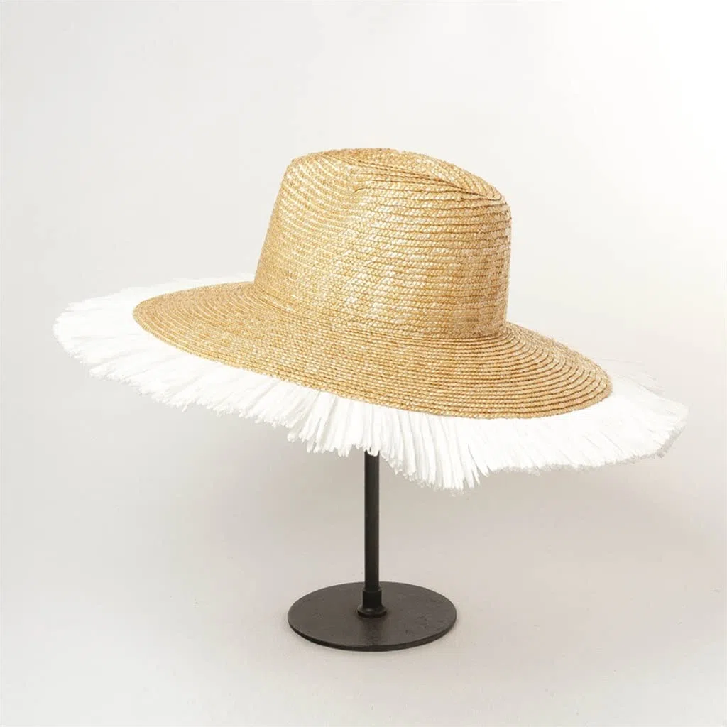 Sombrero Fino con borlas para Mujer, ala con Flecos, sombrilla de Playa, Sombrero Grande para Turismo en la Playa