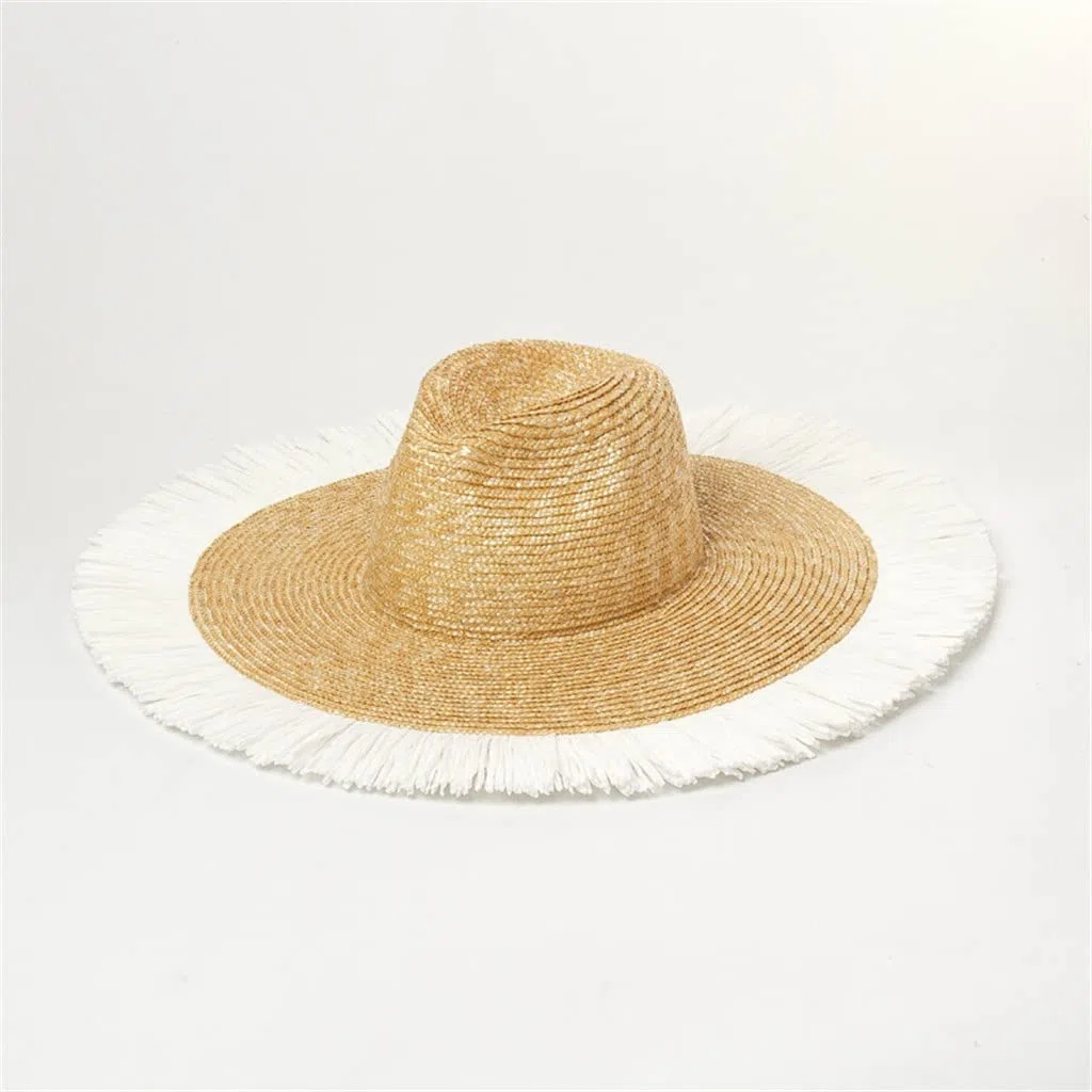 Sombrero Fino con borlas para Mujer, ala con Flecos, sombrilla de Playa, Sombrero Grande para Turismo en la Playa