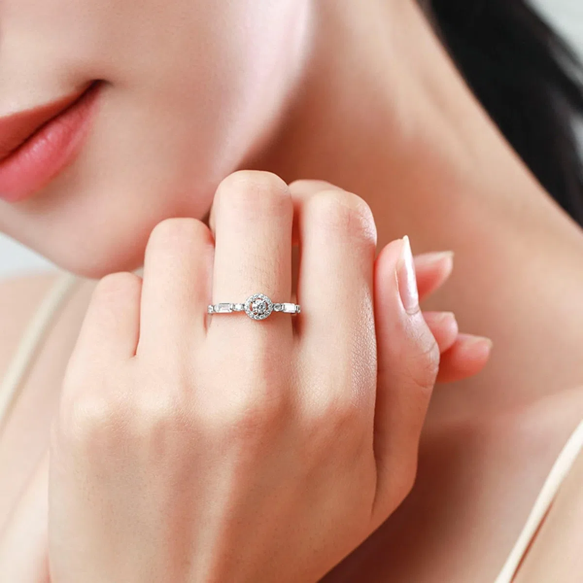KnSam Anillos de oro auténtico para parejas de oro amarillo de 18 quilates, geométricos con moissanita, 950 de platino para parejas de laboratorio, tallas 47-65