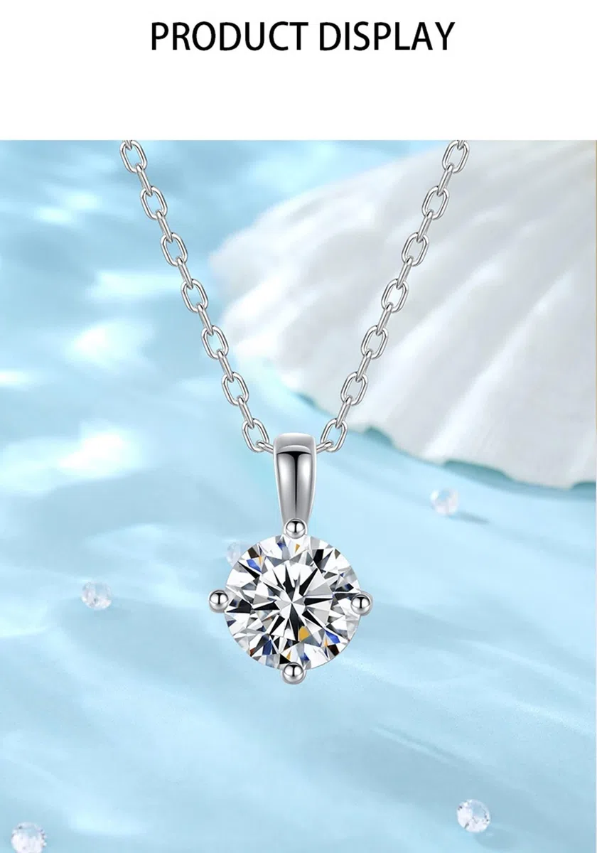 Collares de oro con 4 puntas de 4 mm, 5 mm, 6,5 mm, solitario de 0,3 quilates, moissanita para mujer, collar de moissanita de oro blanco de 9 K, 14 y 18 quilates para mujer