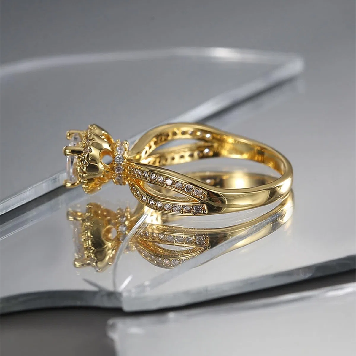 Beydodo Anillos Mujer de Oro 9 14 18 Kilates Matrimonio con Corazón con Moissanita, Anillo Mujer Oro de Compromiso