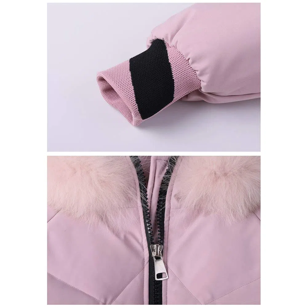 para Niños Chaqueta De Plumas Longitud Media Muchachas Pato Abajo Abrigo De Invierno Capucha De Piel Acolchado Espesar Térmico Desgastar Rosa/Beige/Negro/Amarillo/Verde para 5-12 Años