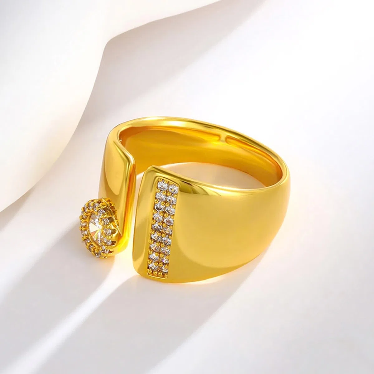 Anillo de oro auténtico Au 375/585/750 con moissanita, anillo abierto de oro amarillo de 9 K/14 K/18 K, talla 47-65