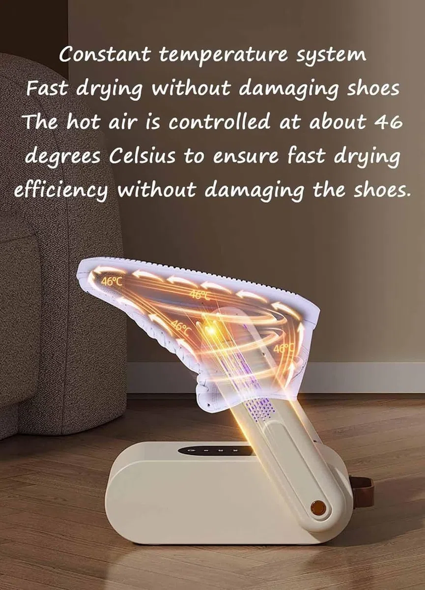 Secador eléctrico de Zapatos de 220 V con Temporizador - Secador portátil para Botas de Trabajo - Soporte Plegable y Ajustable para un Secado eficiente del Calzado (Green)