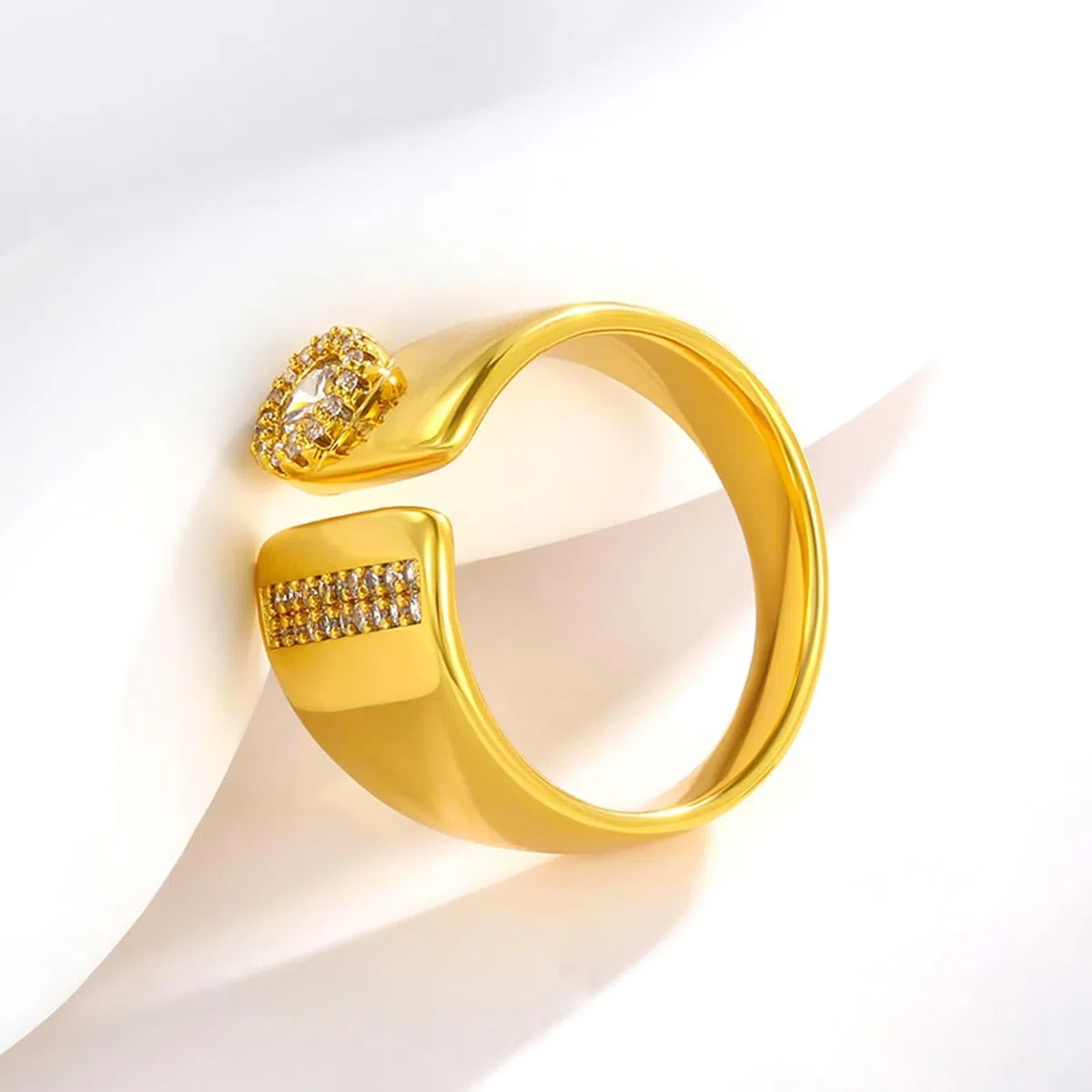 Anillo de oro auténtico Au 375/585/750 con moissanita, anillo abierto de oro amarillo de 9 K/14 K/18 K, talla 47-65
