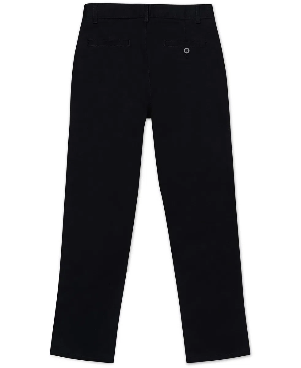Nautica Big Boys' Uniform Flat Front Pant, Negro, Large/16