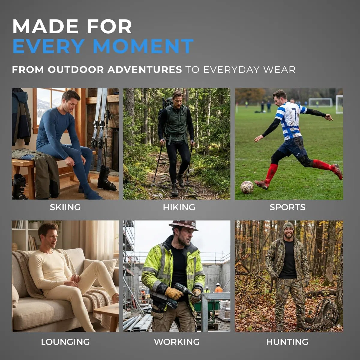 menique Conjunto de ropa deportiva para hombre, camisa de manga larga y leggings, merino, 160 g/m²