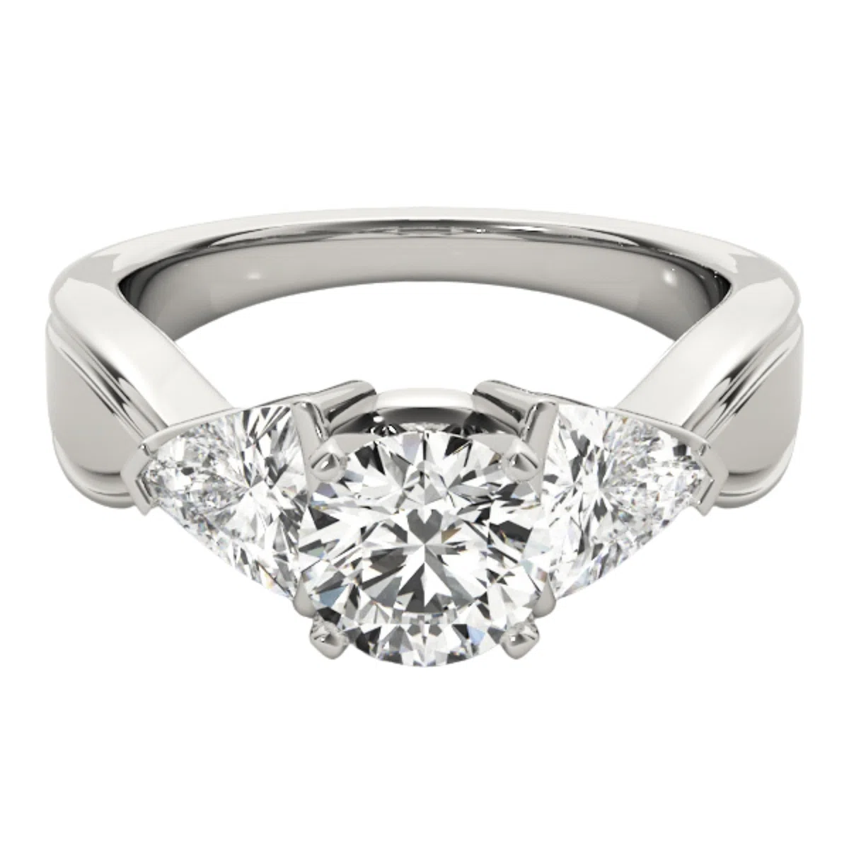 Anillo de compromiso de 3 piedras cultivadas en laboratorio para mujer | 0,50 quilates - 5,00 ct D/VVS | Anillo de platino macizo, oro de 9 K y 18 quilates y plata | Centro redondo brillante