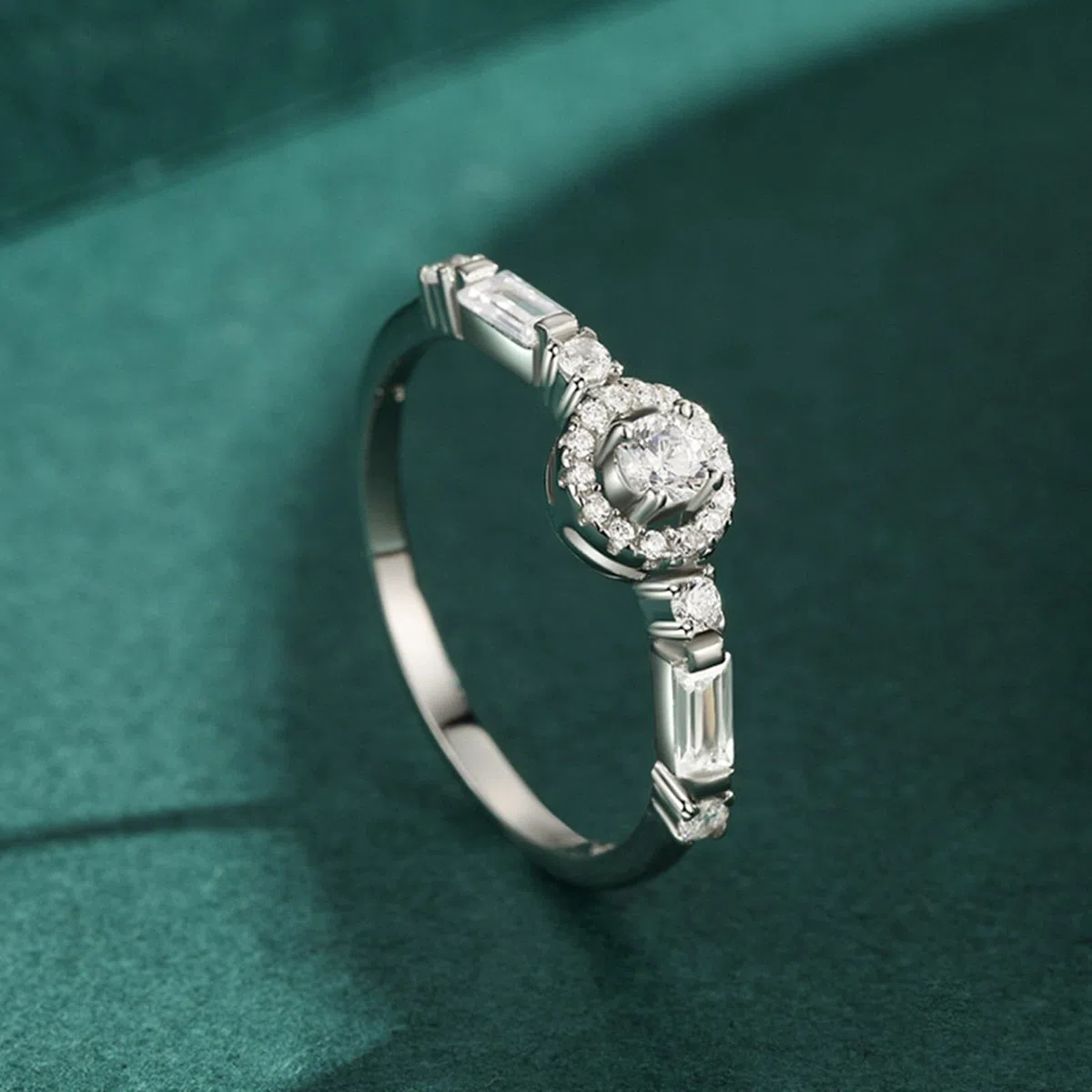 KnSam Anillos de oro auténtico para parejas de oro amarillo de 18 quilates, geométricos con moissanita, 950 de platino para parejas de laboratorio, tallas 47-65
