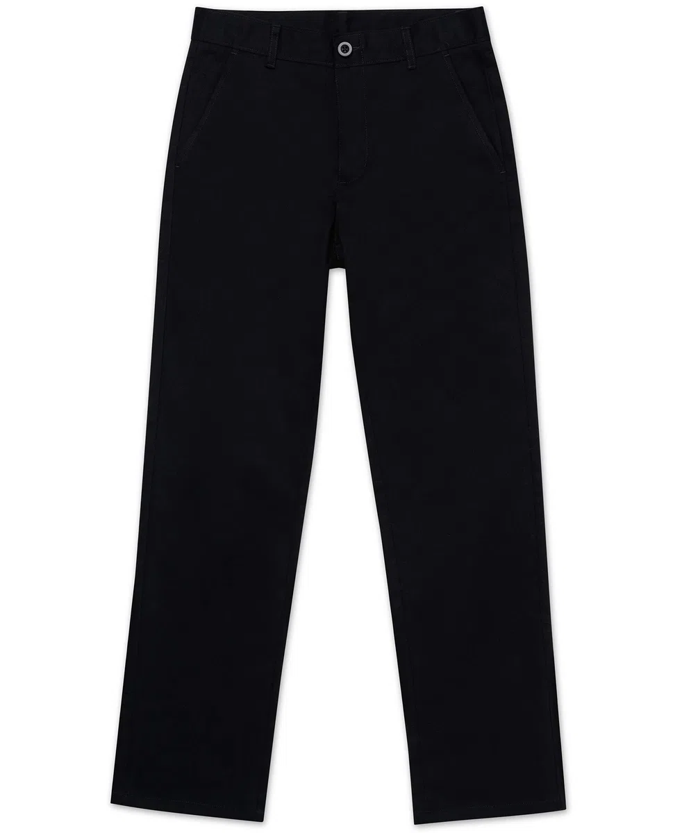 Nautica Big Boys' Uniform Flat Front Pant, Negro, Large/16