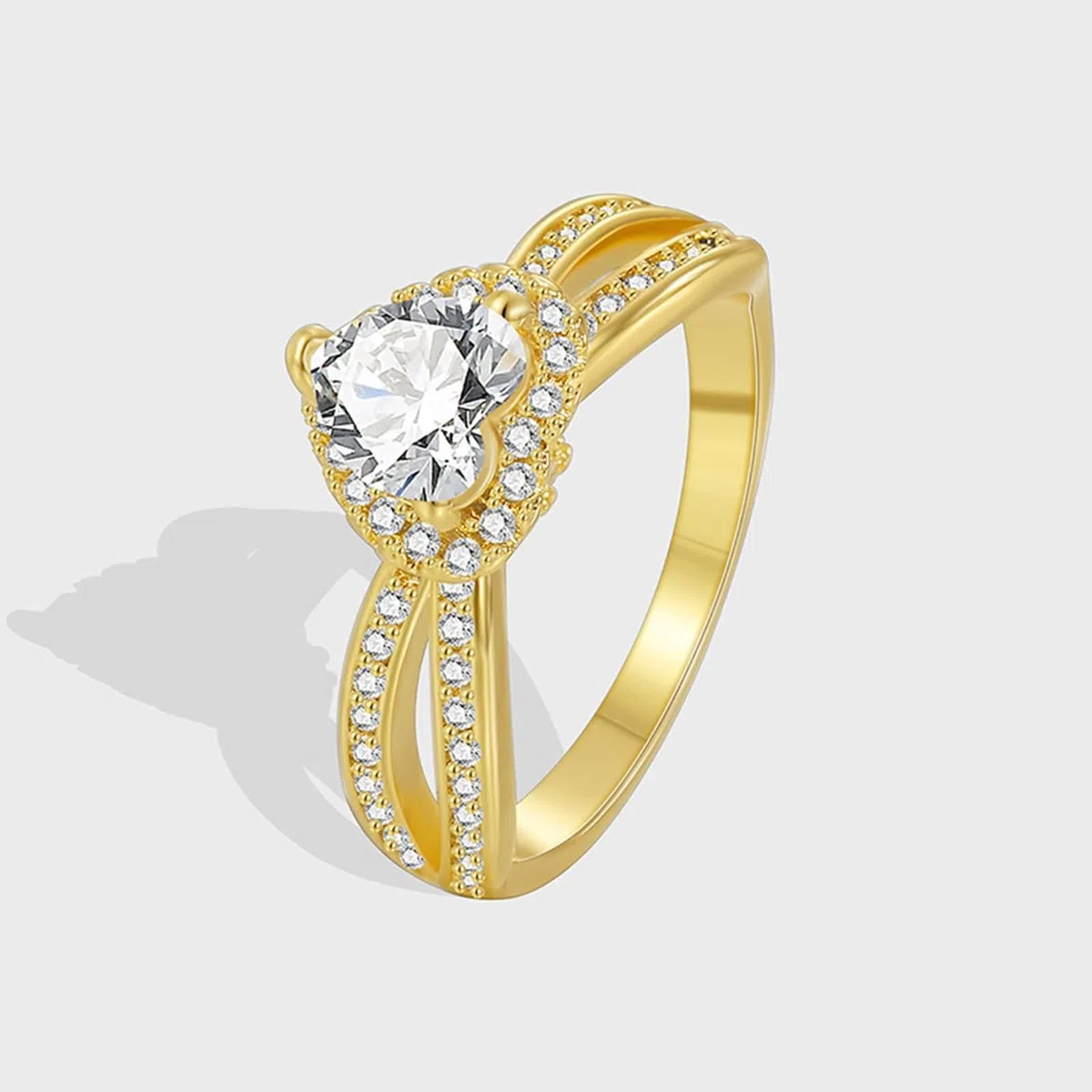 Beydodo Anillos Mujer de Oro 9 14 18 Kilates Matrimonio con Corazón con Moissanita, Anillo Mujer Oro de Compromiso