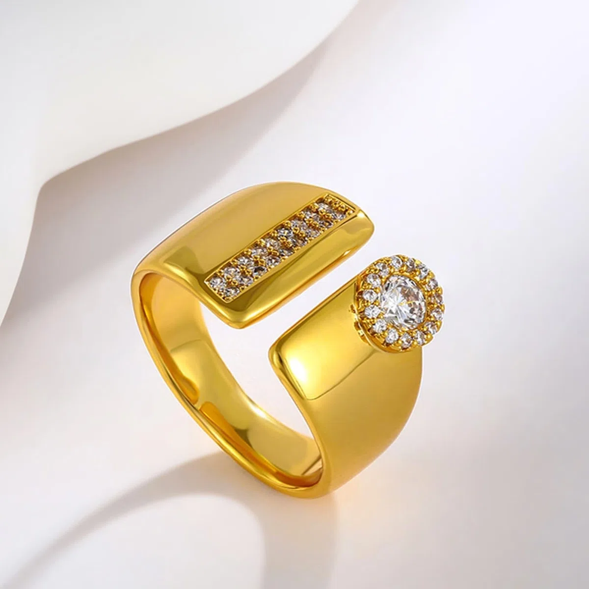 Anillo de oro auténtico Au 375/585/750 con moissanita, anillo abierto de oro amarillo de 9 K/14 K/18 K, talla 47-65