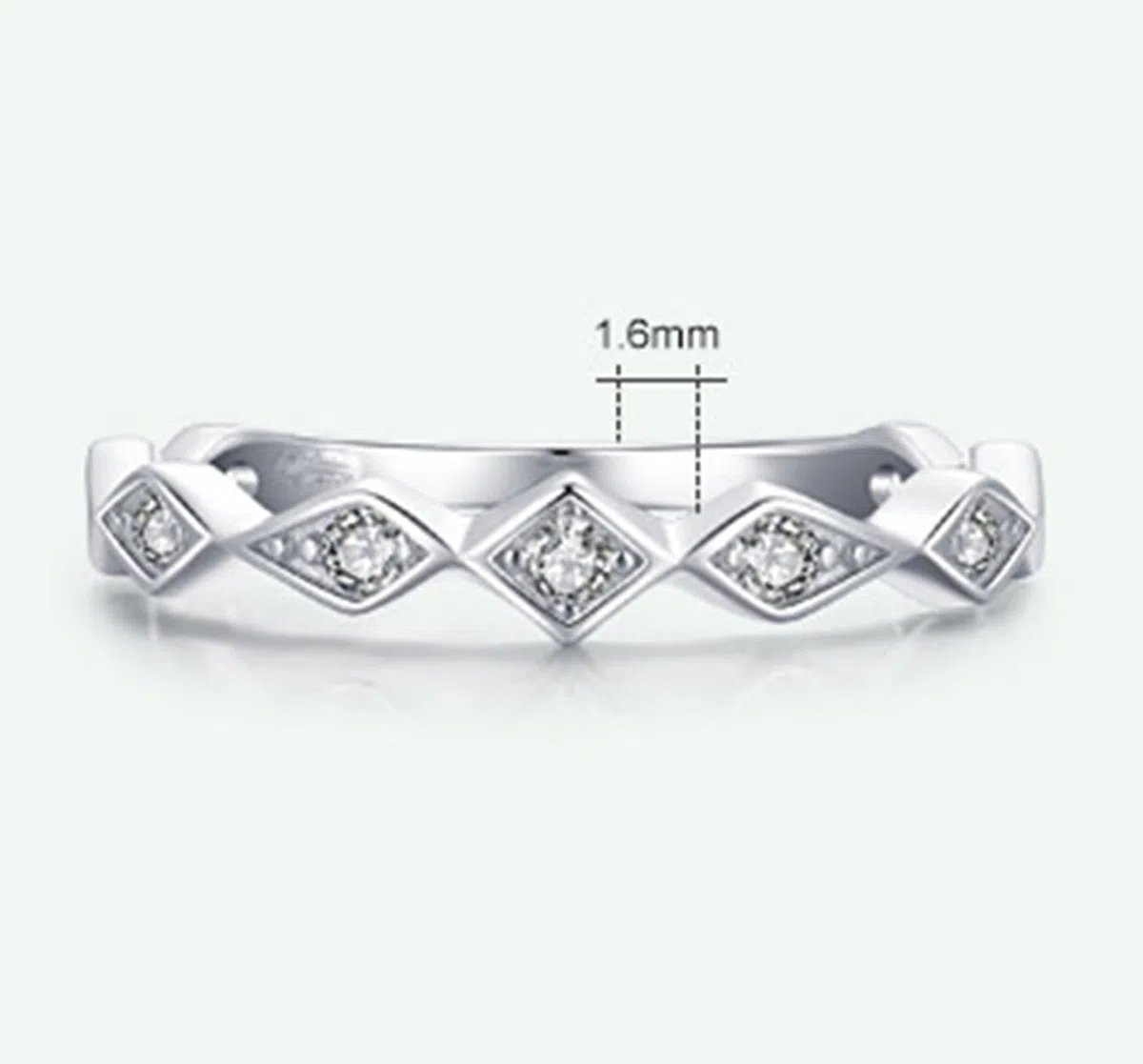 Anillos geométricos de platino para mujer con diamante creado, anillo de aniversario de platino para ella, PT950 y oro blanco de 9 K/14 K/18 K | Talla H 1/2-V 1/2