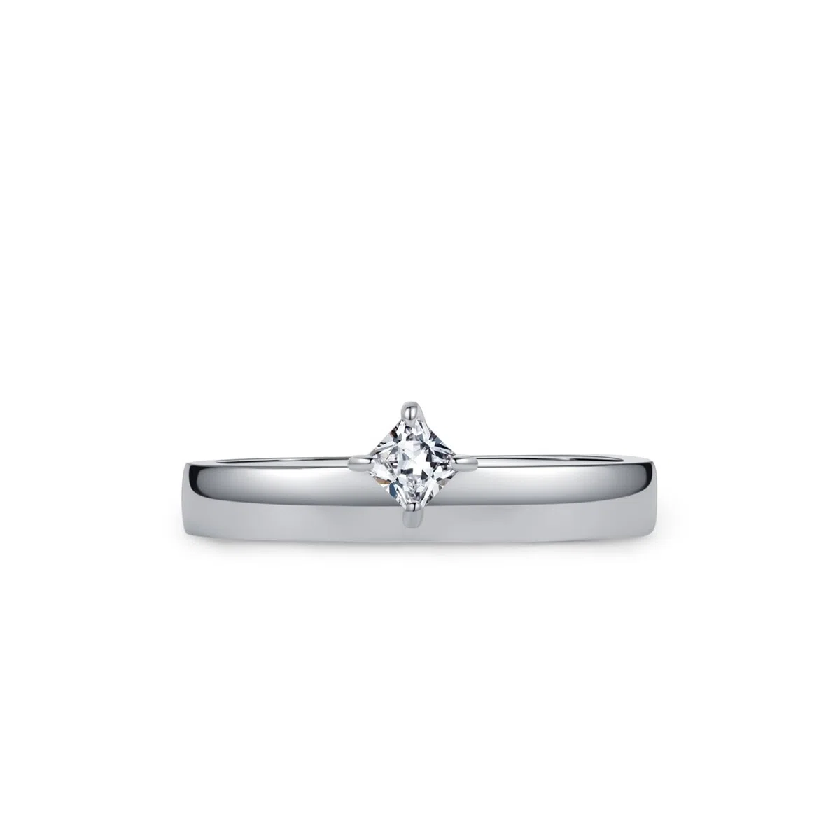 Anillo de compromiso de oro blanco de 9 quilates, para mujer, 3,5 mm, diamante de laboratorio, color blanco, 0,25 ct, sin piedras preciosas