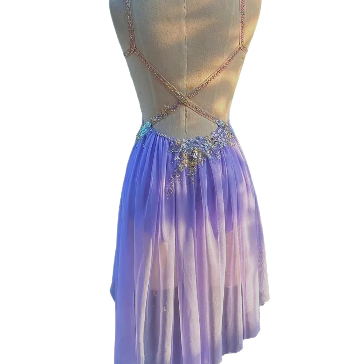 Vestido danza lírica mujer juvenil con pedrería y espalda abierta