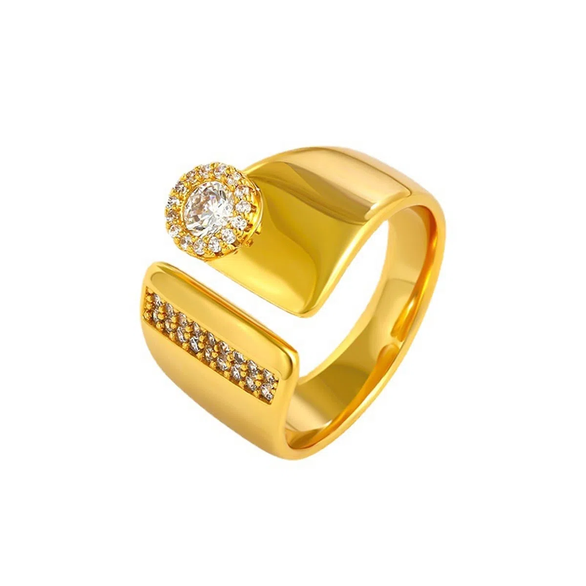 Anillo de oro auténtico Au 375/585/750 con moissanita, anillo abierto de oro amarillo de 9 K/14 K/18 K, talla 47-65