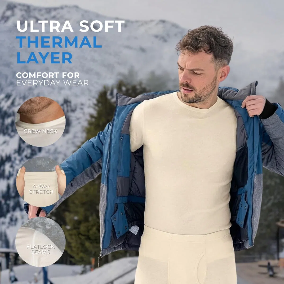 menique Conjunto de ropa deportiva para hombre, camisa de manga larga y leggings, merino, 160 g/m²