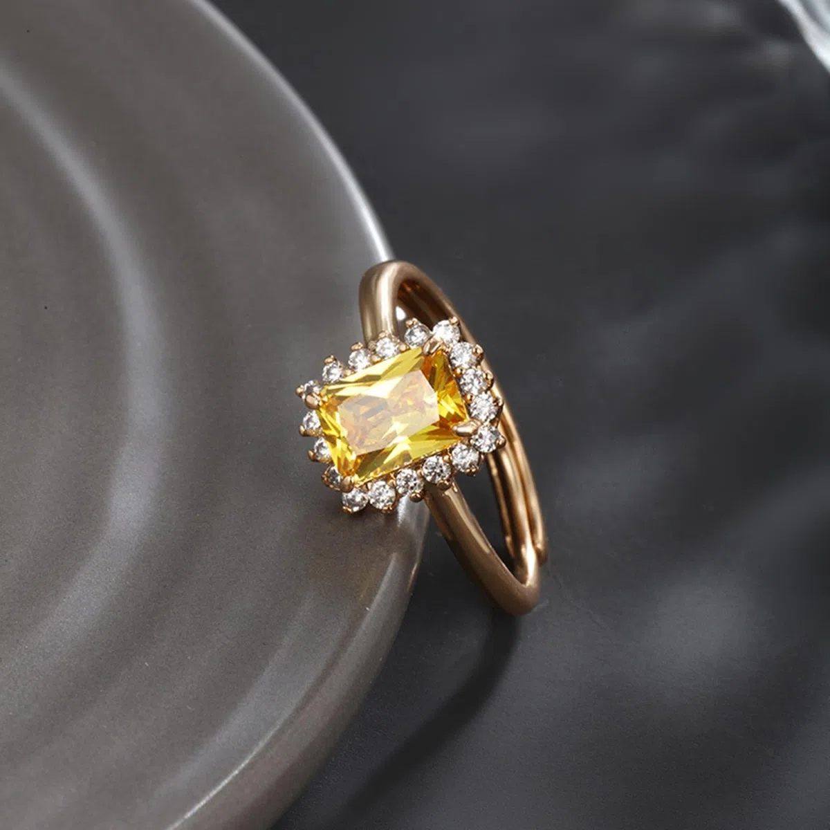 Anillo de compromiso de oro blanco de 9 K/14 K/18 K, anillo abierto, anillo de boda, anillo de boda Au 375/585/750, talla 47-65