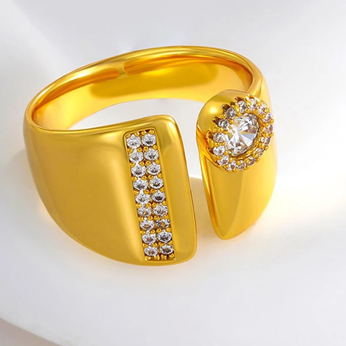 Anillo de oro auténtico Au 375/585/750 con moissanita, anillo abierto de oro amarillo de 9 K/14 K/18 K, talla 47-65