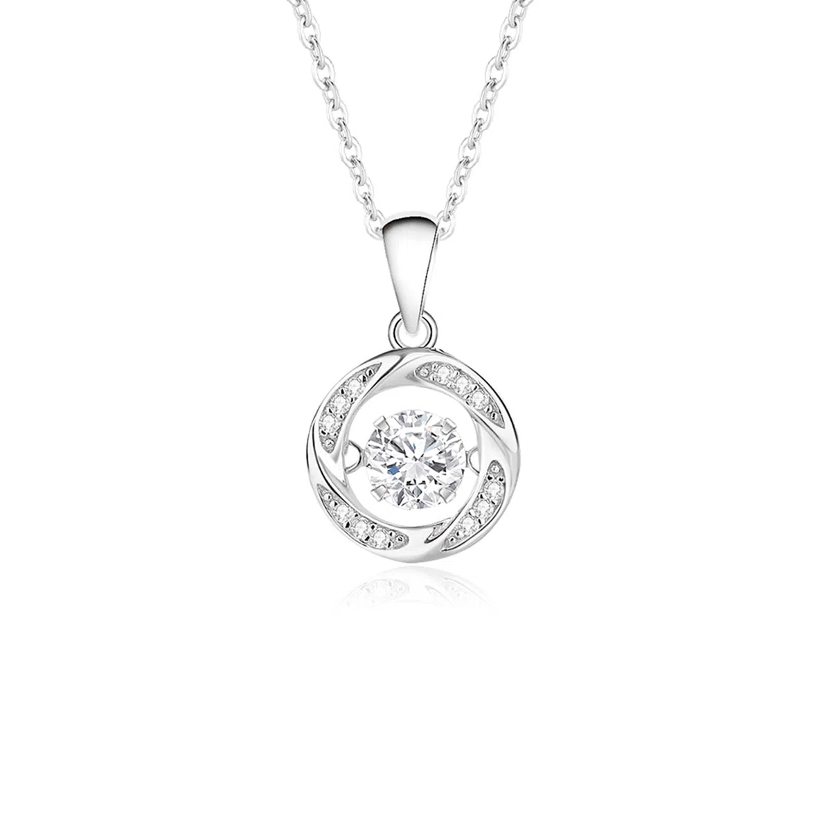 Collar de moissanita de oro de 9/14/18 quilates para mujer, collar con colgante circular con moissanita redonda de 0,5 quilates de oro real