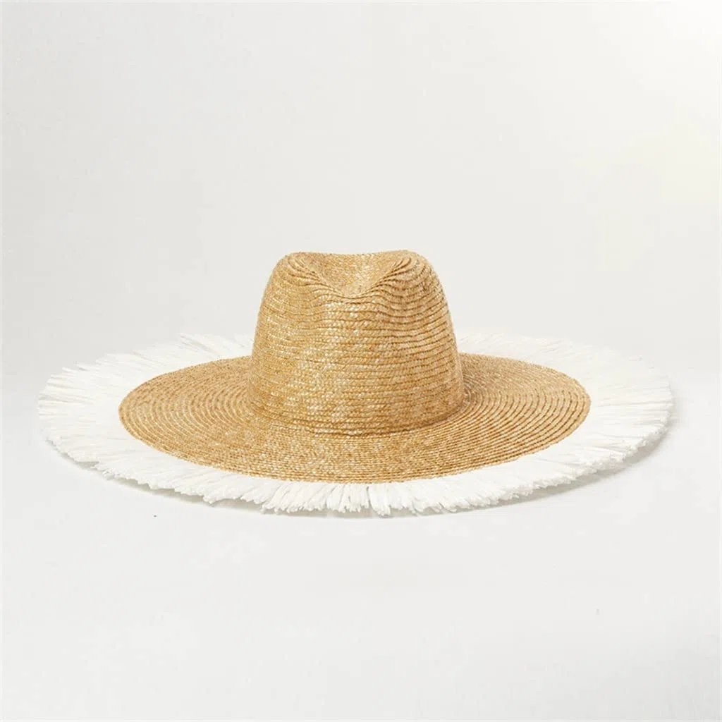Sombrero Fino con borlas para Mujer, ala con Flecos, sombrilla de Playa, Sombrero Grande para Turismo en la Playa