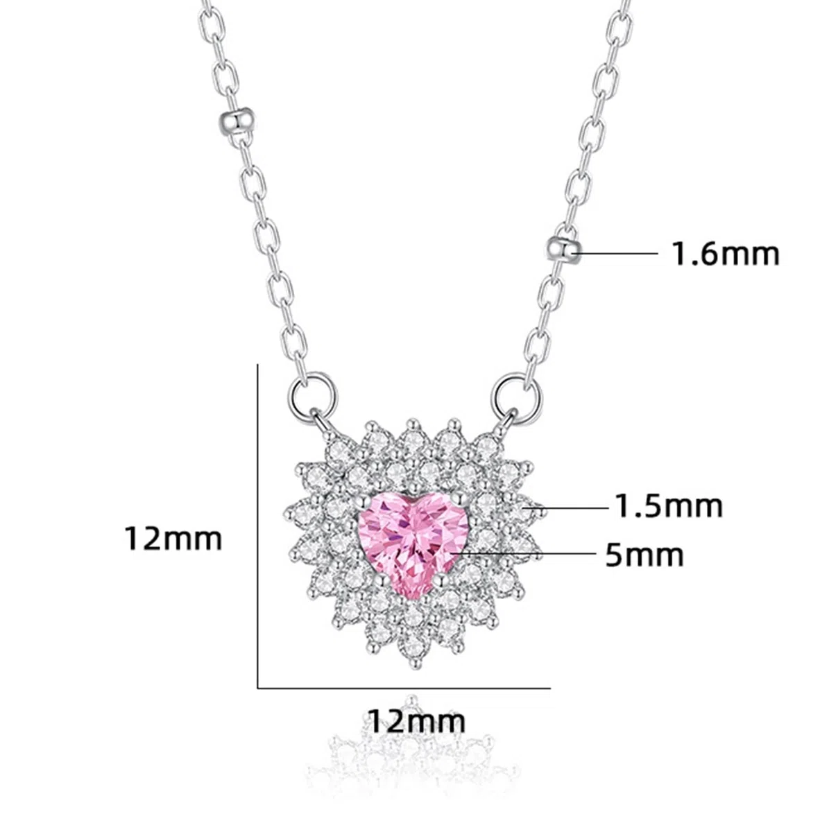 KnSam Collar de oro blanco 750 de 18 quilates, colgante de corazón, cadena de platino PT950, 45 cm