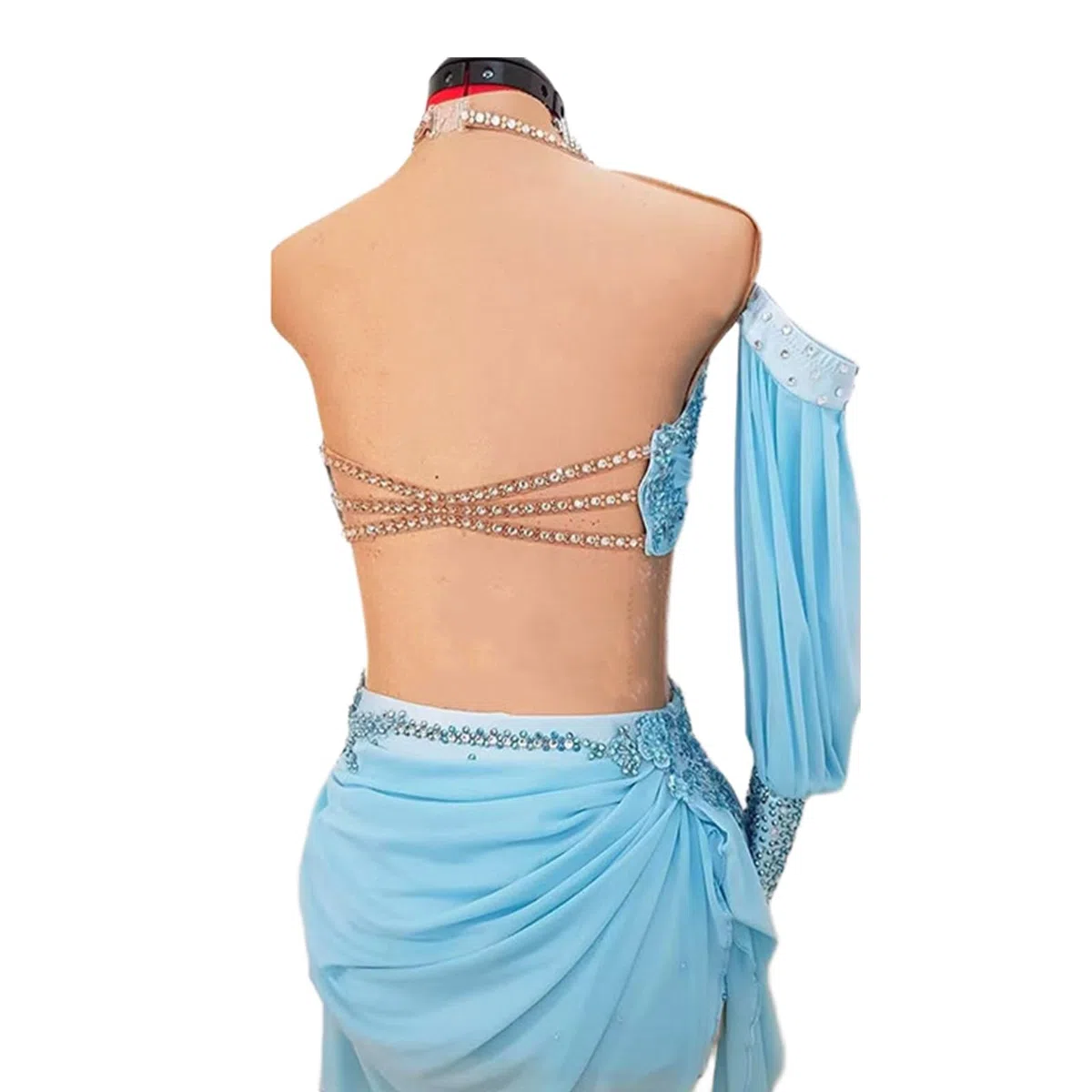 Traje Danza Contemporánea Niña Mujer Pedrería 2 Piezas Azul