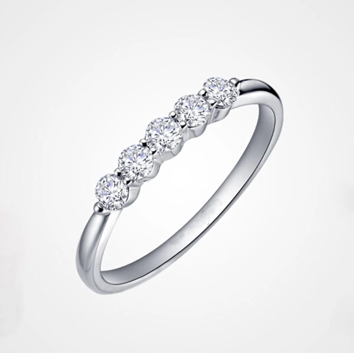 Anillo de Compromiso Oro Blanco Mujer 9 K / 14 K / 18 K, Redondo con Diamante de 0,3ct, Anillo Alianzas Plata Mujer