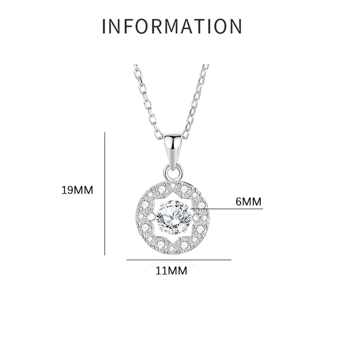 Collar de oro blanco de 9 kt/14 kt/18 quilates para mujer con colgante, hueco y redondo con topacio y moissanita de 0,75 quilates, cadena de plata azul claro para mujer