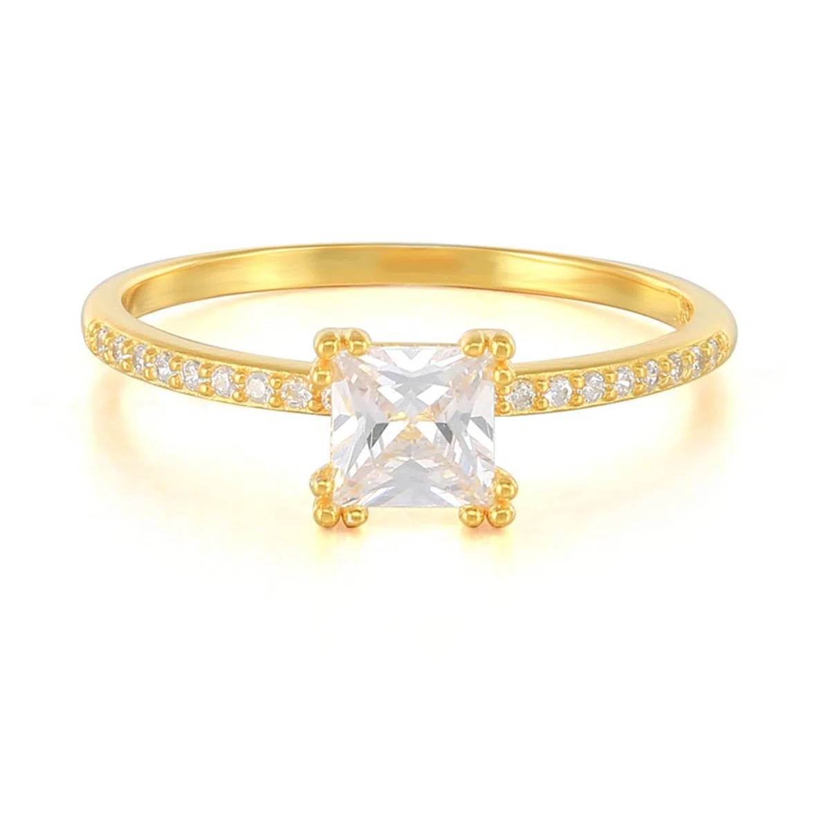 Anillo de oro amarillo de 9 quilates, 14 quilates y 18 quilates, talla J-U, anillos de compromiso para mujer con moissanita, anillos estrechos de aniversario de boda para esposa y novia