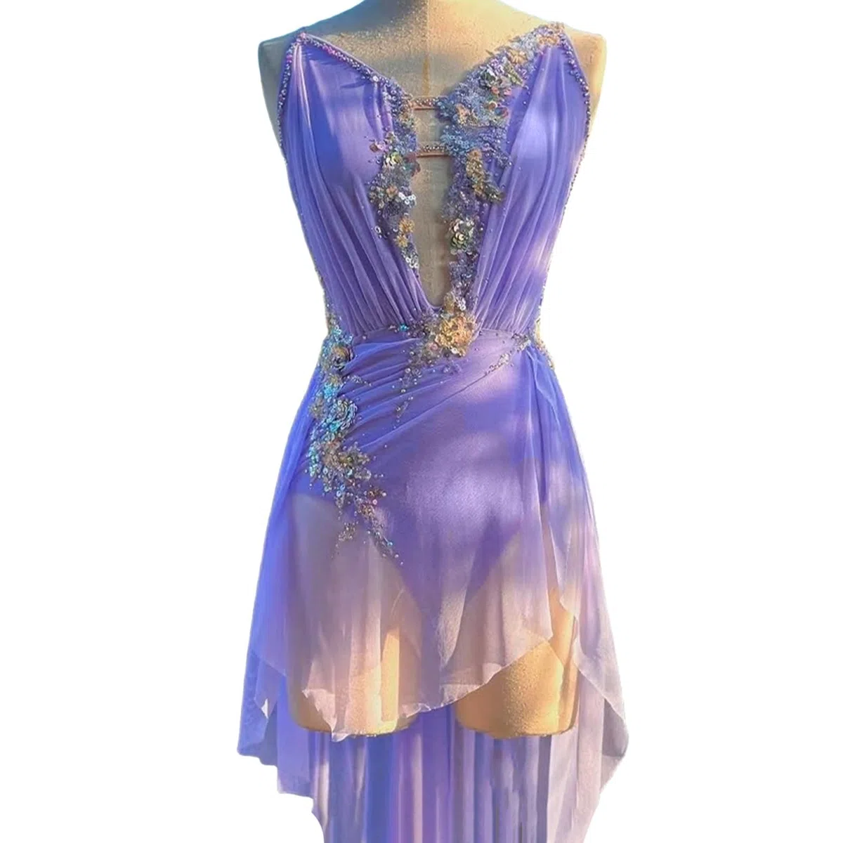 Vestido danza lírica mujer juvenil con pedrería y espalda abierta
