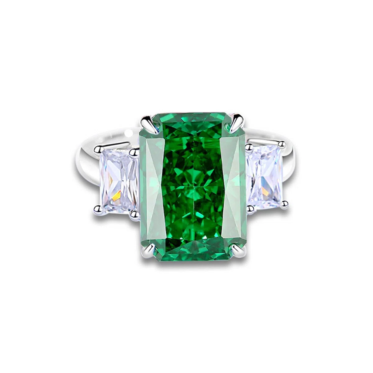 Anillo de compromiso de oro blanco de 14 quilates para mujer, anillo de boda rectangular para mujer, tamaño H 1/2-V 1/2