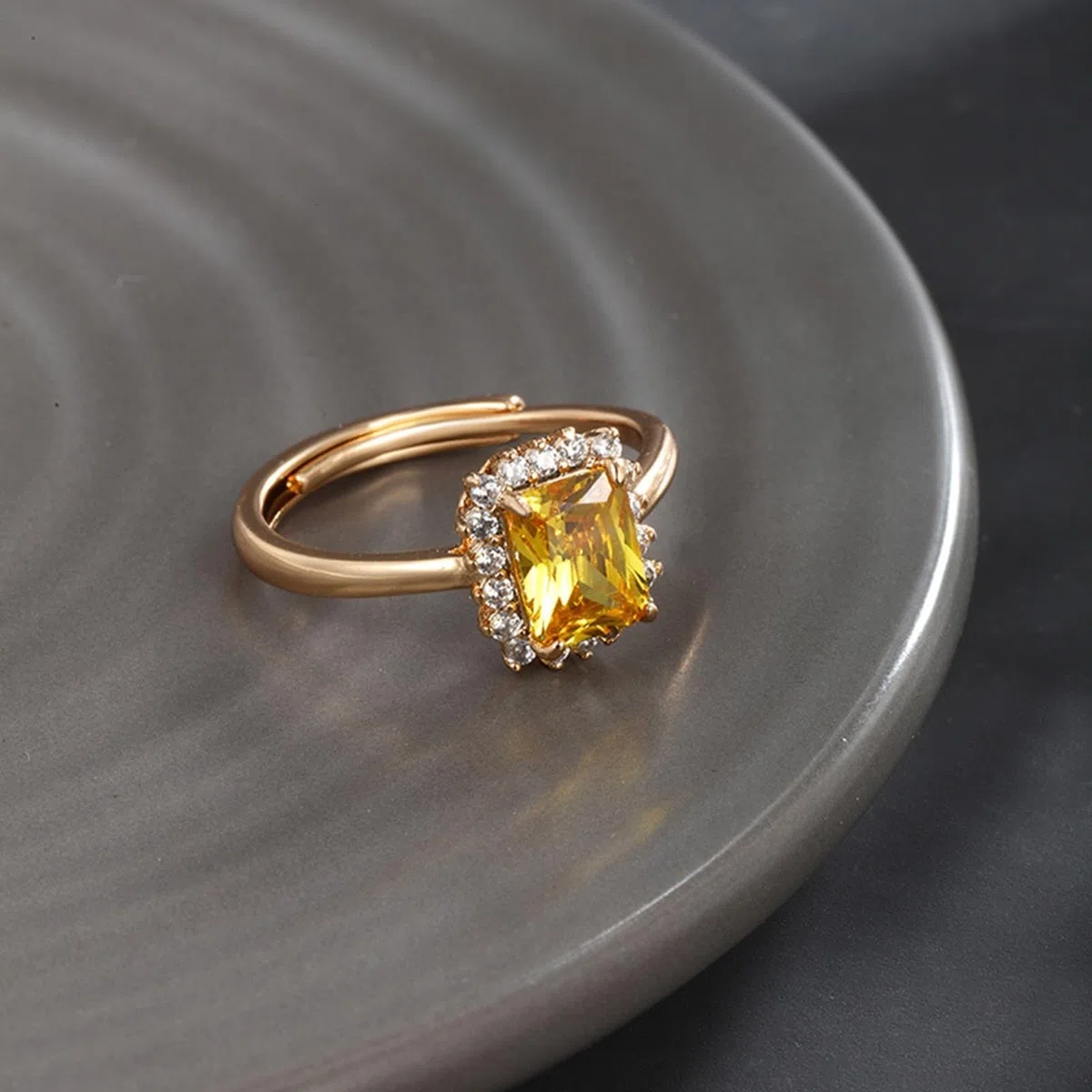 Anillo de compromiso de oro blanco de 9 K/14 K/18 K, anillo abierto, anillo de boda, anillo de boda Au 375/585/750, talla 47-65