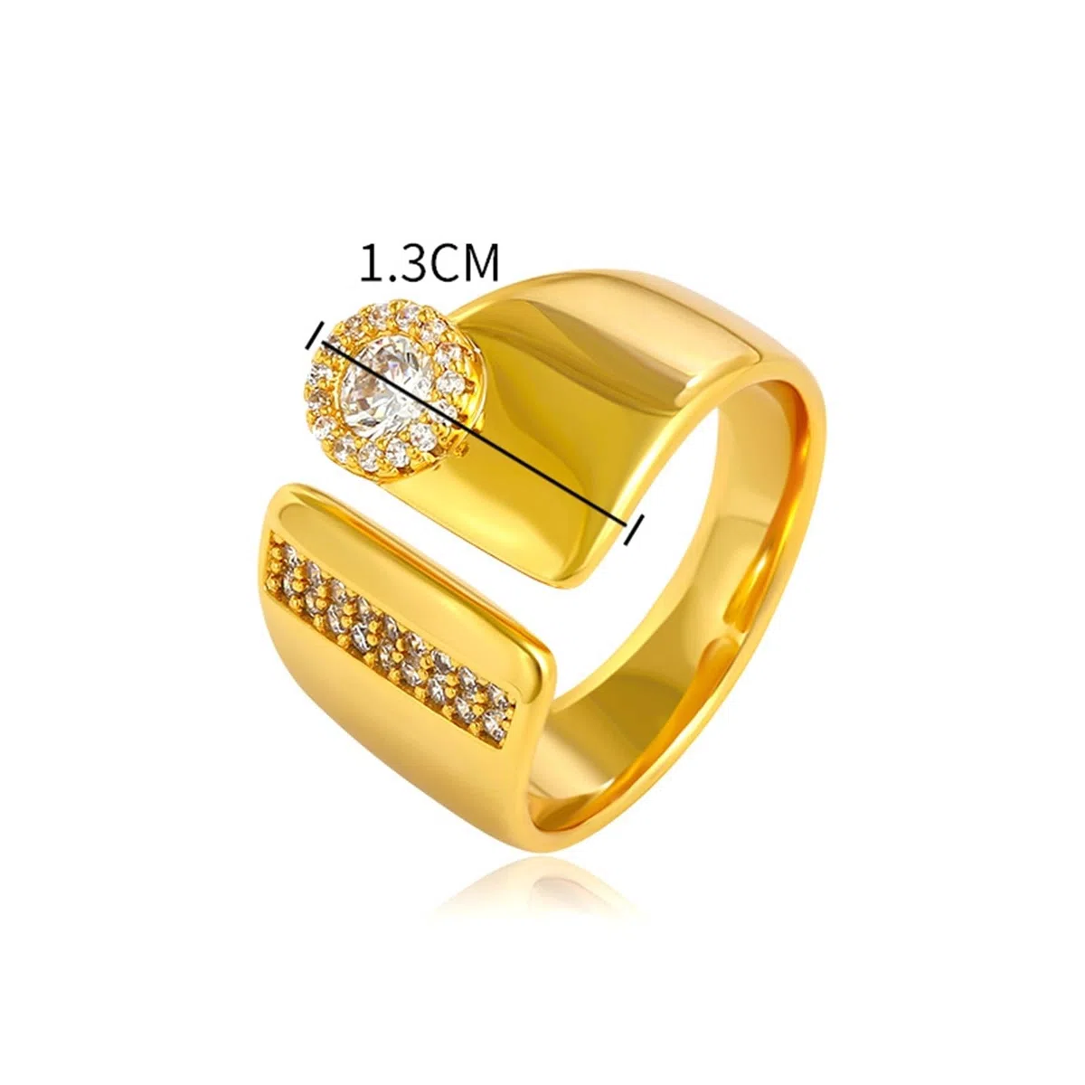 Anillo de oro auténtico Au 375/585/750 con moissanita, anillo abierto de oro amarillo de 9 K/14 K/18 K, talla 47-65